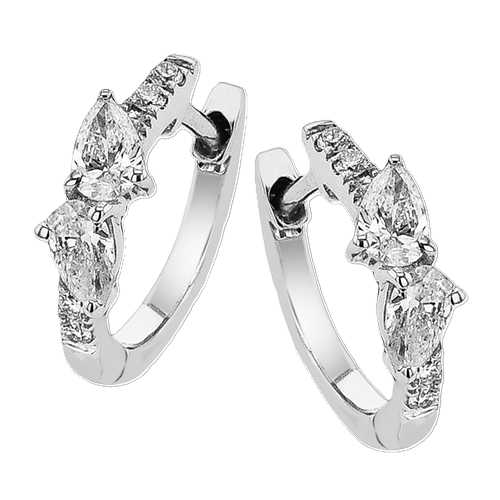 18K White Gold Diamond Hoop Earrings
