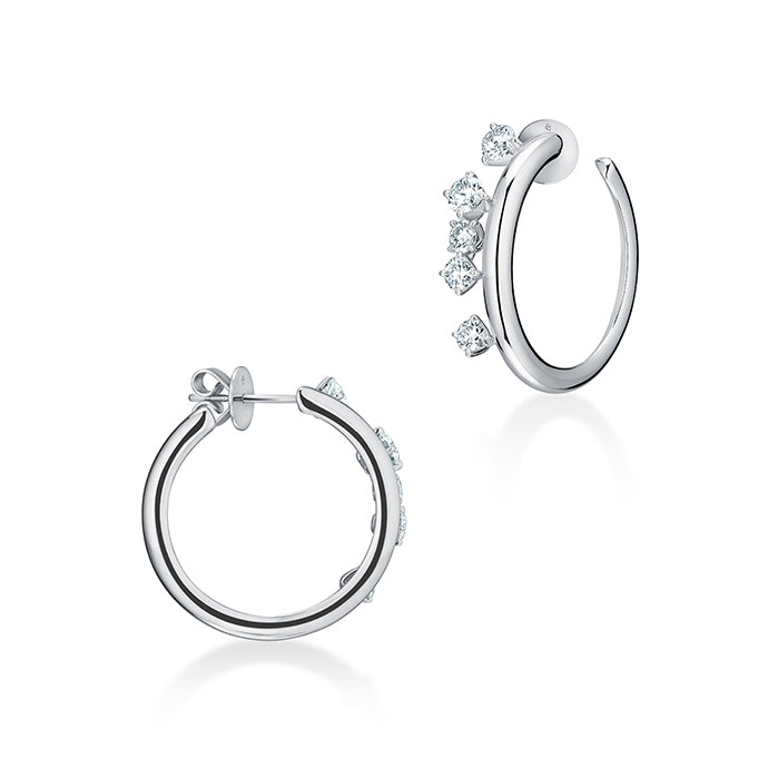 18K White Gold Diamond Hoop Earrings