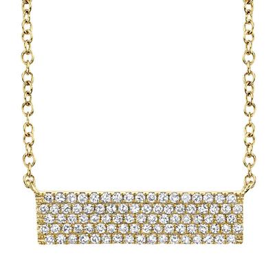 14 Karat Yellow Gold Diamond Bar Necklace