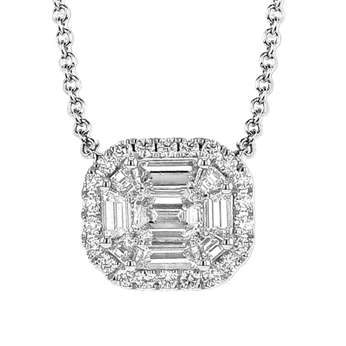 18K White Gold Diamond Cluster Pendant