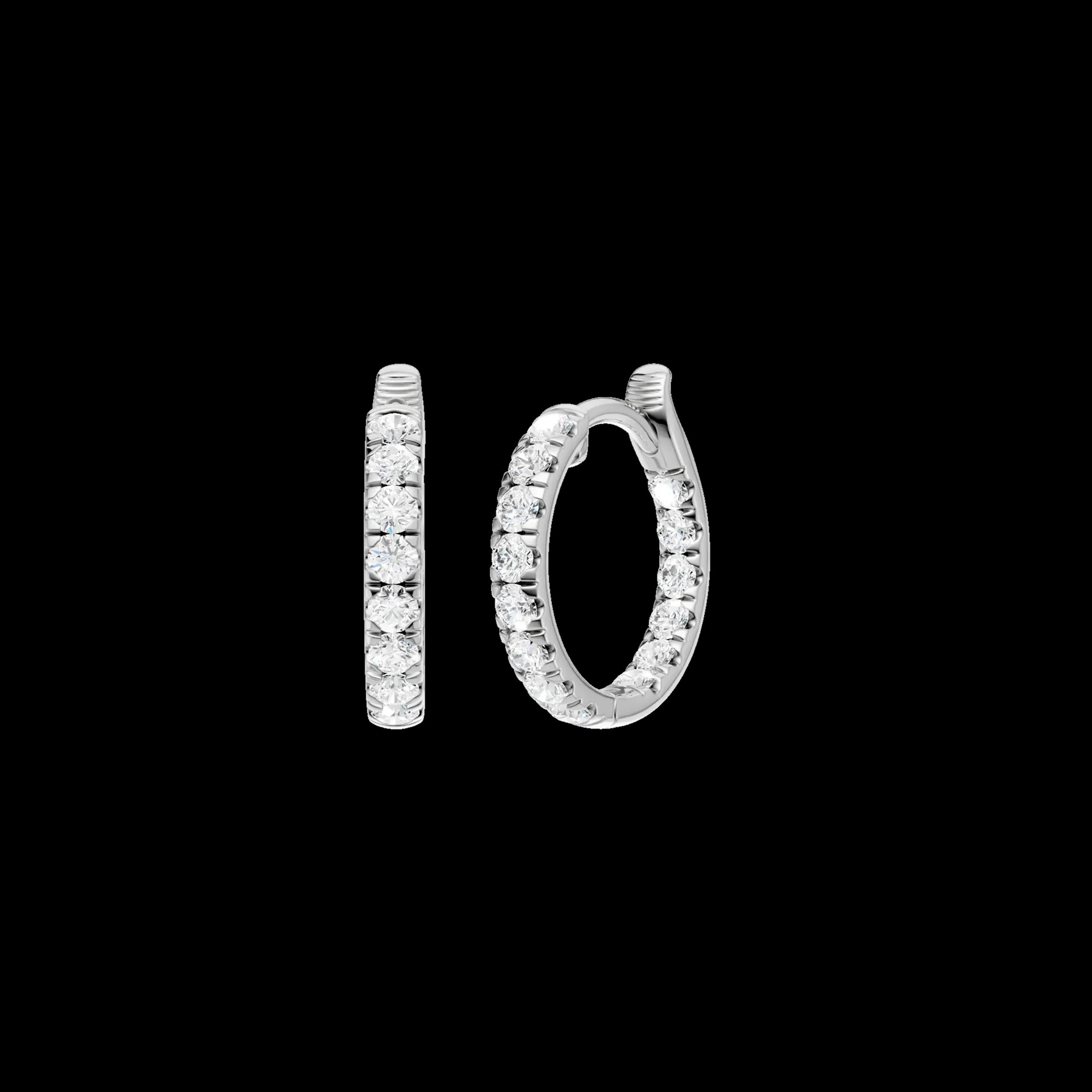 14K White Gold Lab Grown Diamond Huggie Earrings