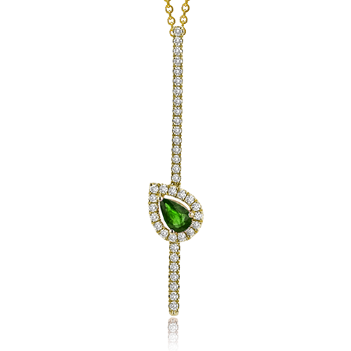 14K Yellow Gold Emerald Drop Pendant