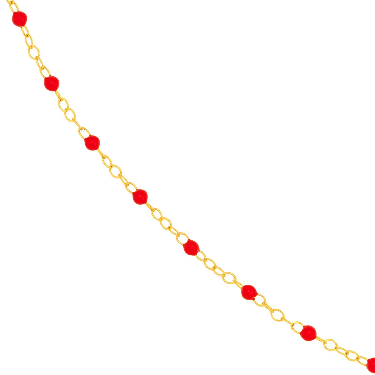 Women's 14K Yellow Gold Red Enamel Bead Bracelet