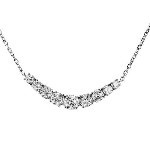 14K White Gold Diamond Bar Necklace