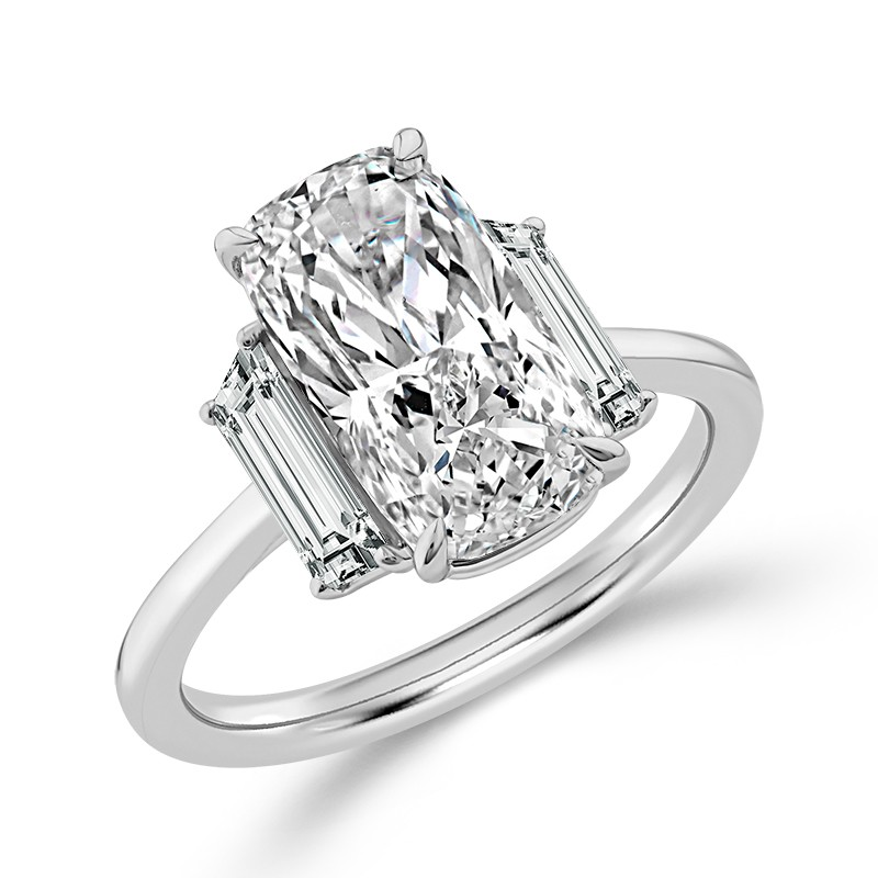 14K White Gold Lab Grown Diamond 3 Stone Engagement Ring