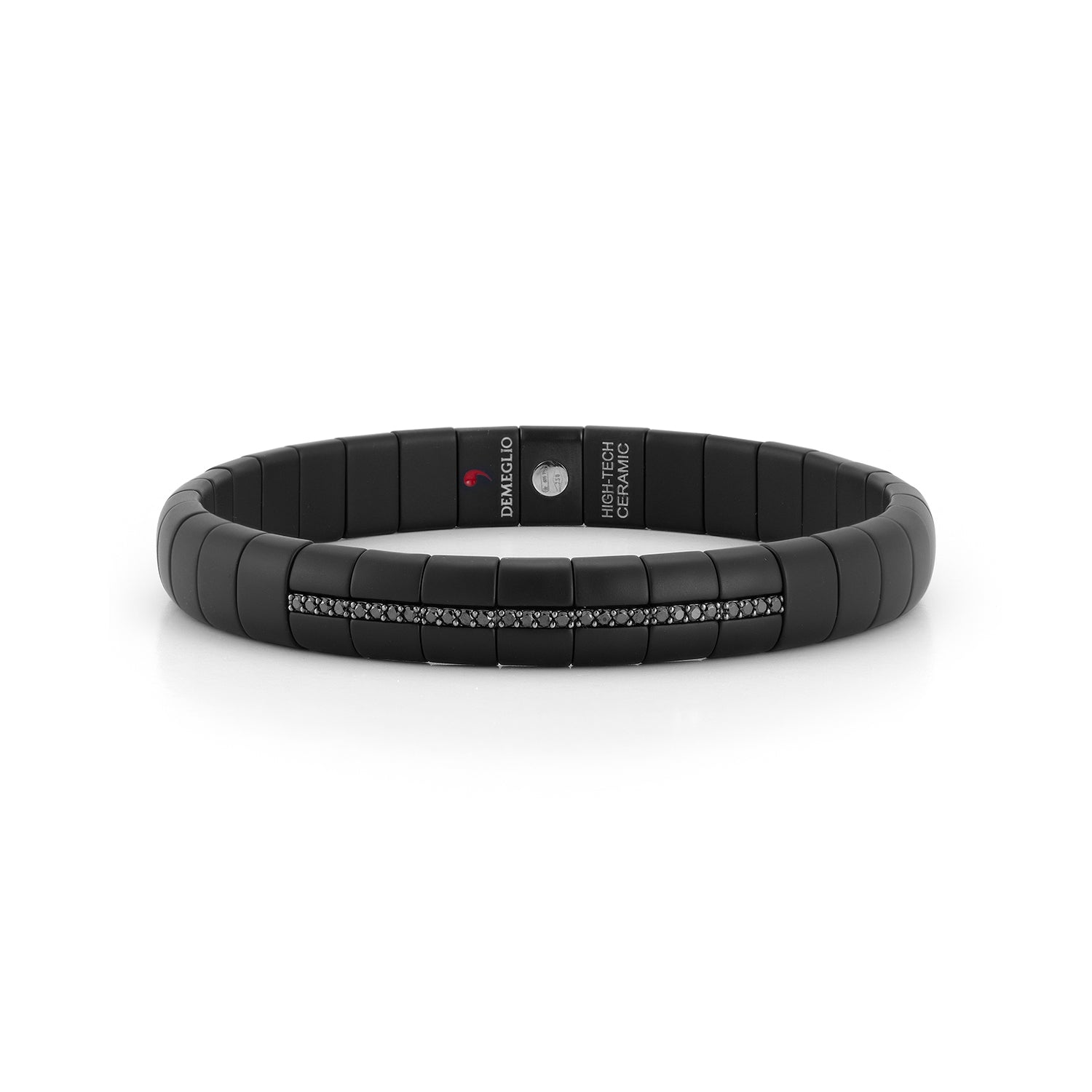 Men's Matte Black Ceramic Diamond Stretch Bracelet
