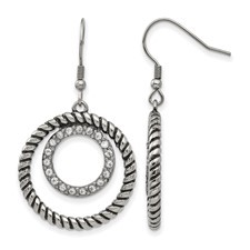 Stainless Steel CZ Drop Earrings