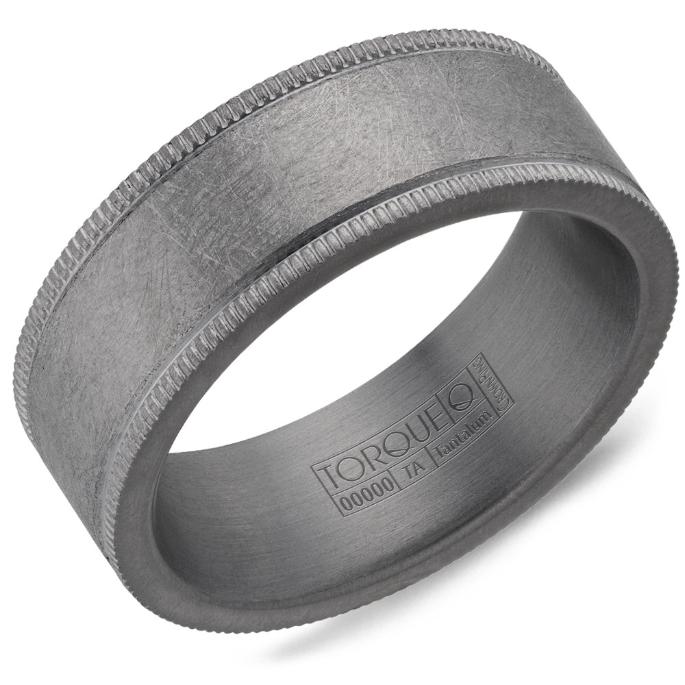 Men's Tantalum Gray Diamond Brush 8mm Band