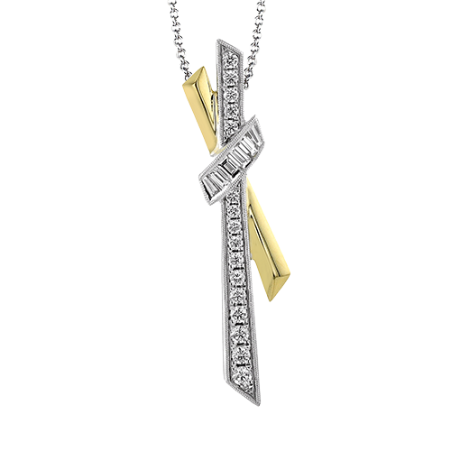18K Two Tone Diamond Drop Pendant