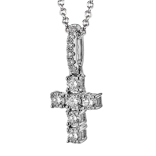 14K White Gold Diamond Cross Pendant