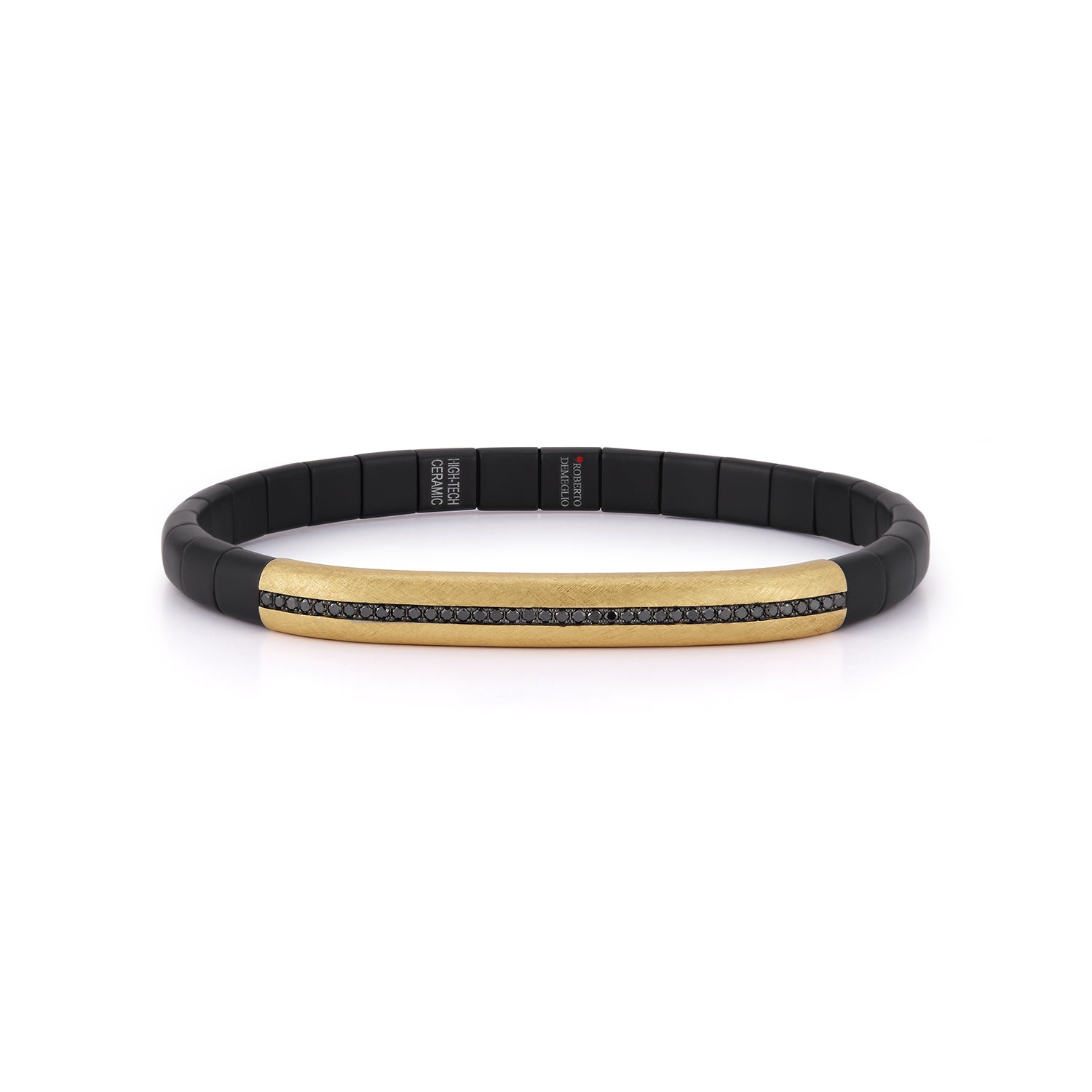 Gents Ceramic Matte Black Diamond Stretch Bracelet