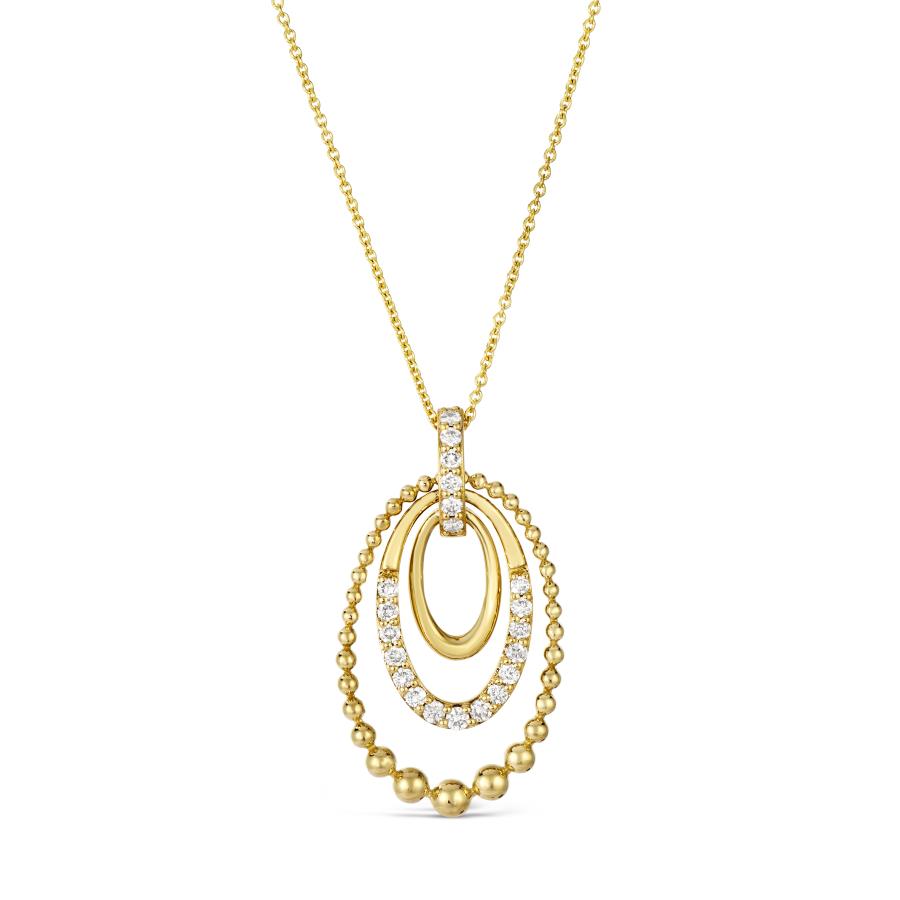 14 Karat Yellow Gold Diamond Circle Pendant