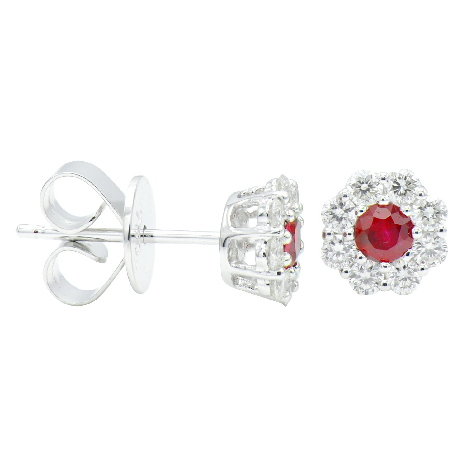 18K White Gold Ruby Stud Earrings