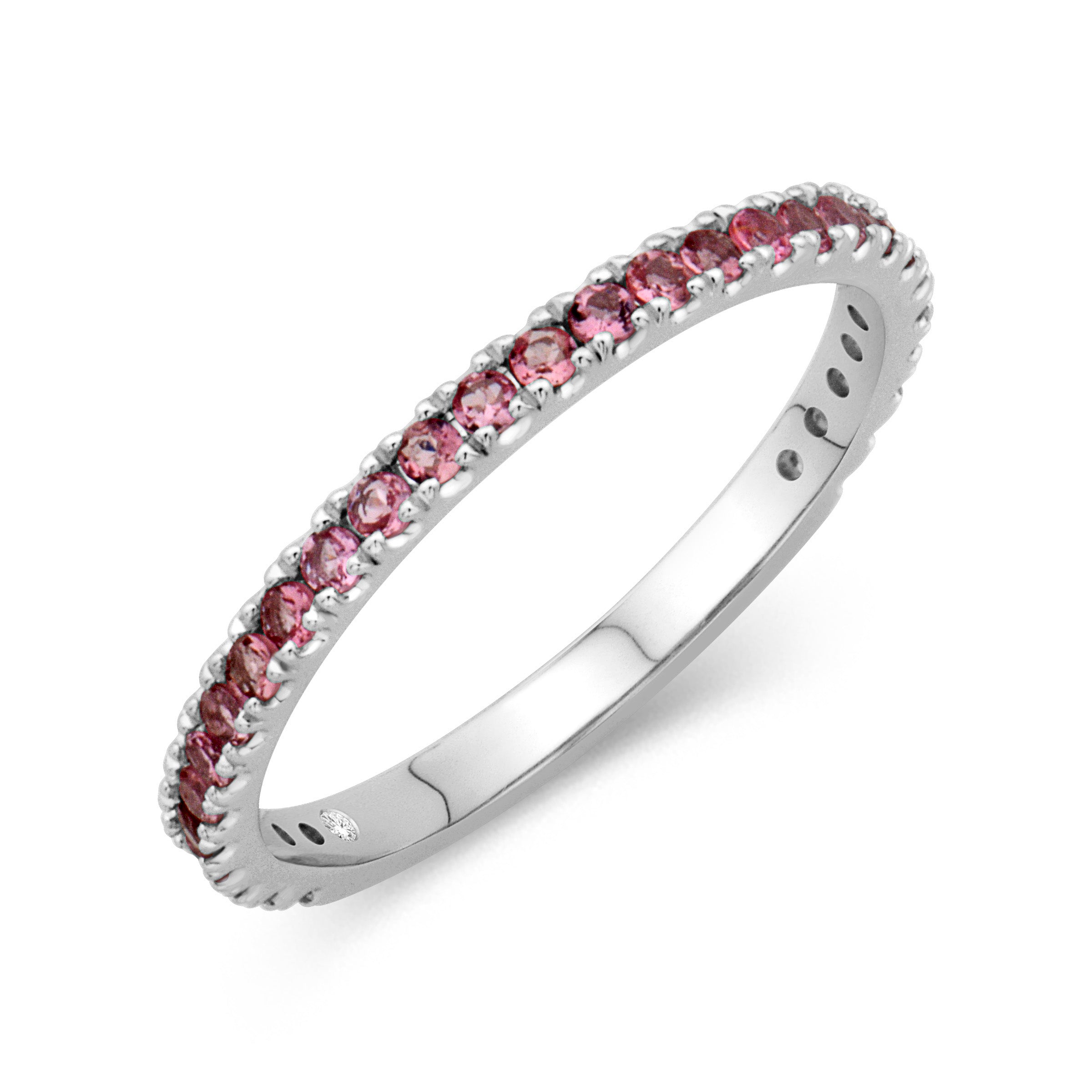 14K White Gold Pink Tourmaline Stackable Ring