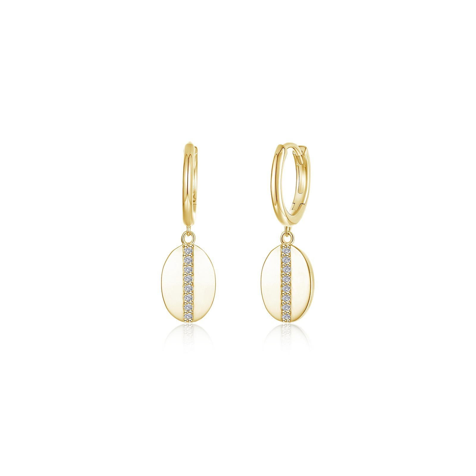 Sterling Silver Yellow Gold Plated CZ Drop Earrings