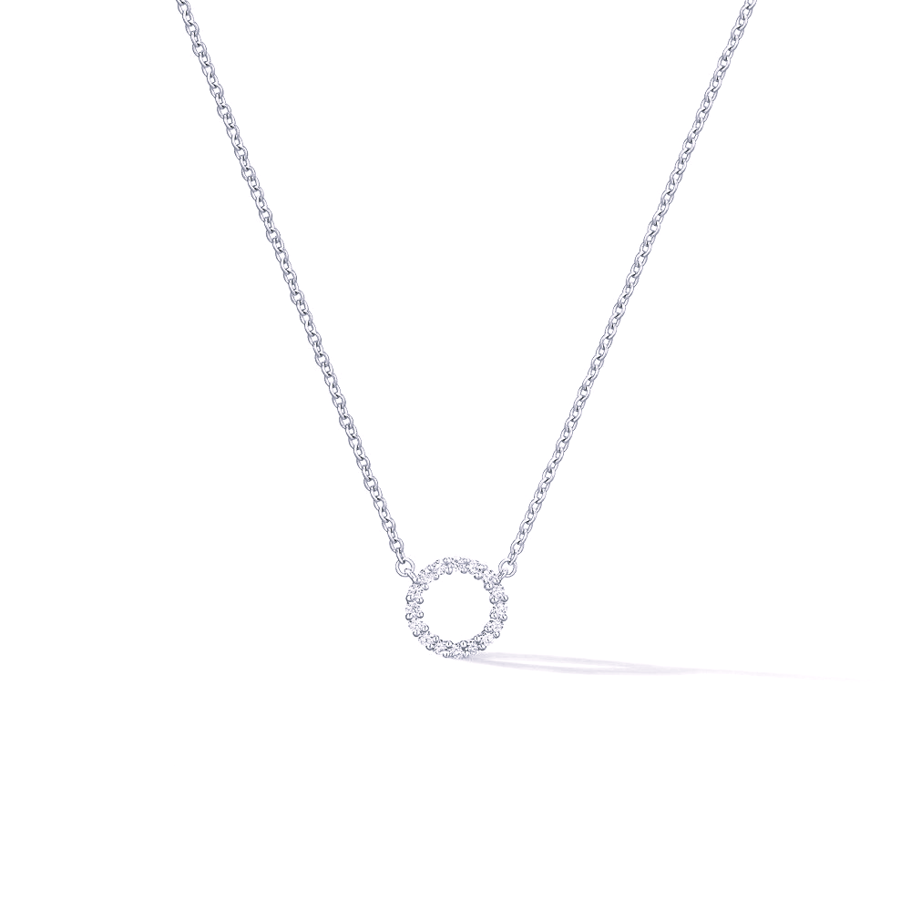 18K White Gold Diamond Circle Pendant