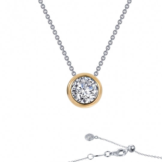Sterling Silver Two Tone CZ Bezel Set Pendant