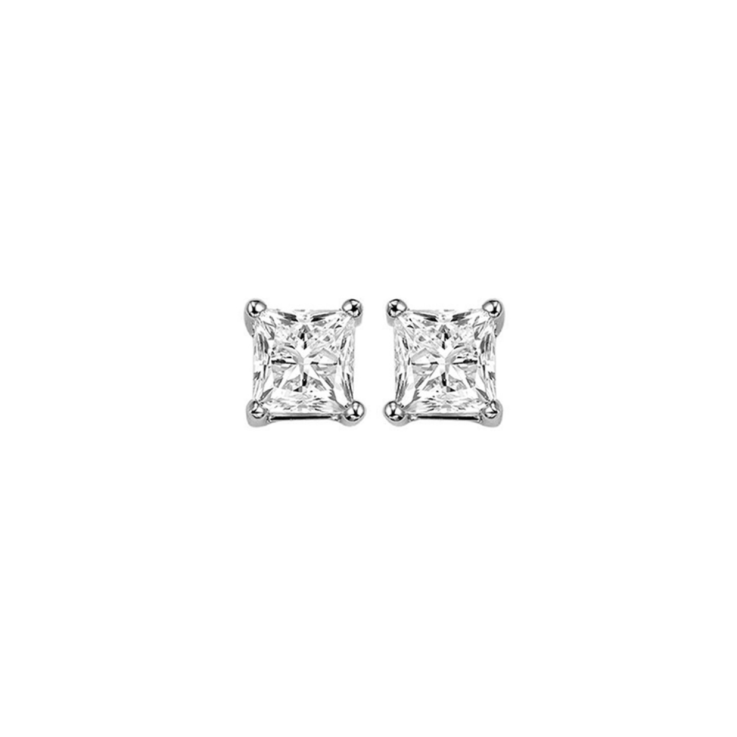 14K White Gold Diamond Stud Earrings