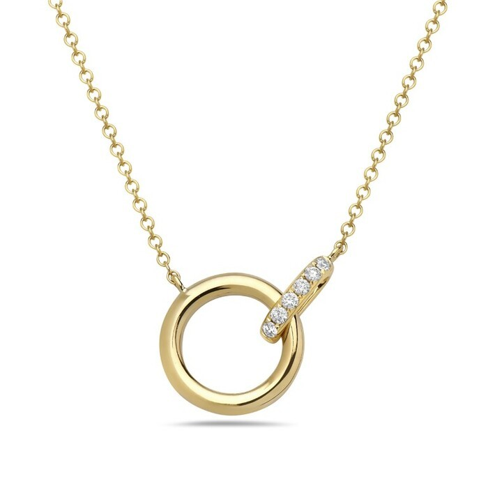 14K Yellow Gold Diamond Circle Pendant
