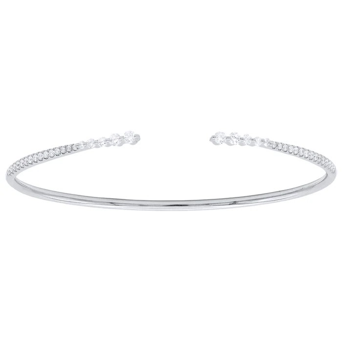 Women's 18K White Gold Diamond Bangle Bracelet