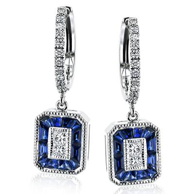14K White Gold Sapphire Drop Earrings