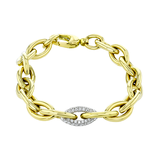 Ladies 18K Two Tone Diamond Fancy Link Bracelet