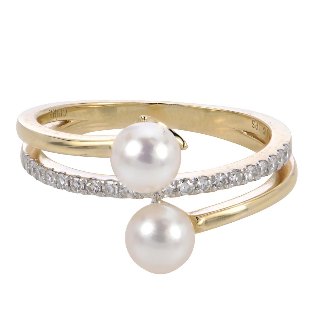 14K Yellow Gold Pearl Stackable Ring