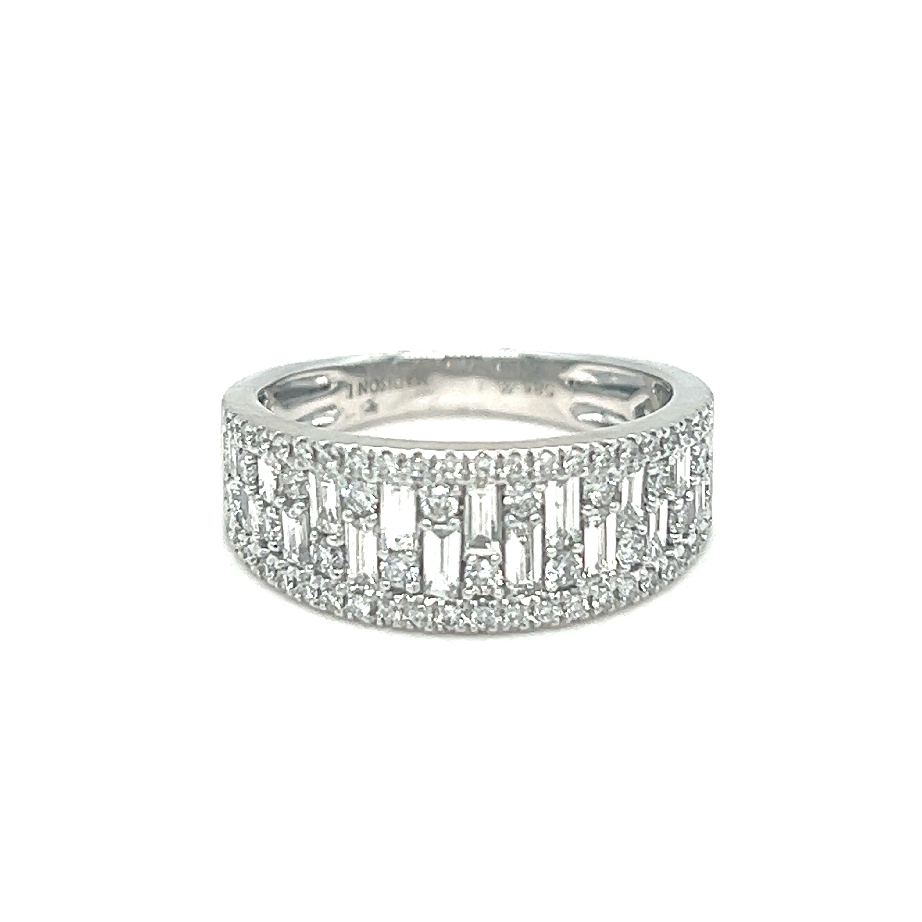 14K White Gold Diamond Wide Band