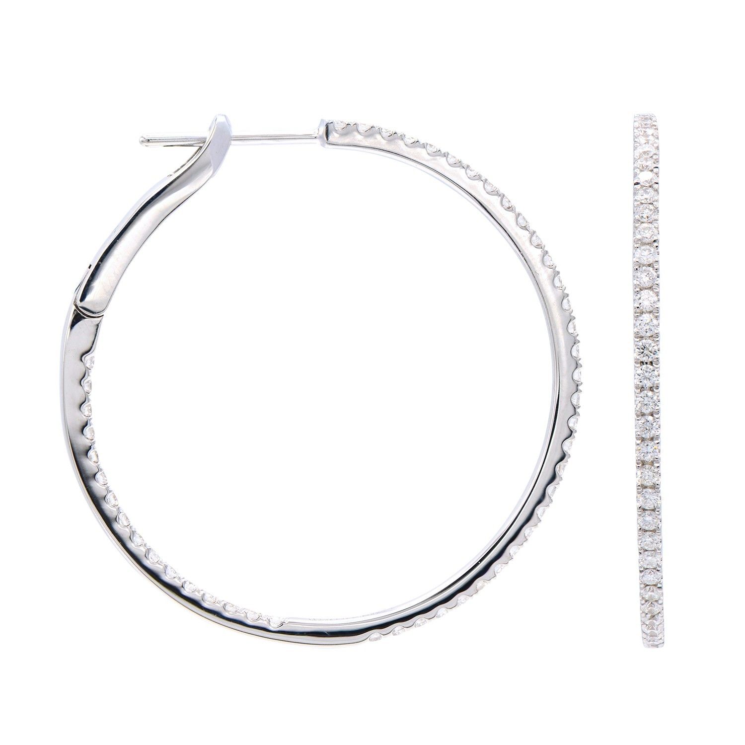 18K White Gold Diamond Hoop Earrings