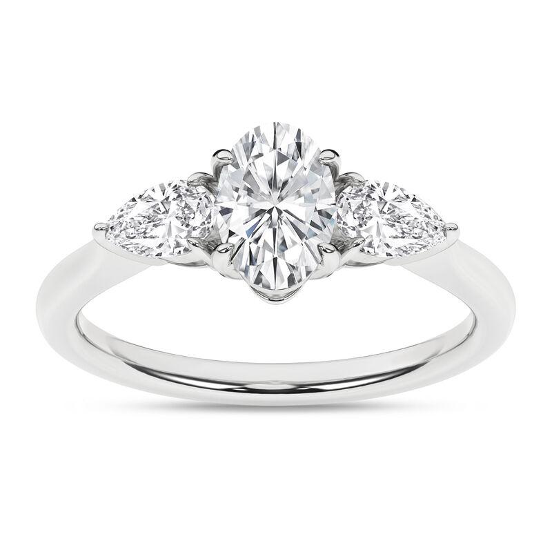 14K White Gold Lab Grown Diamond 3 Stone Engagement Ring