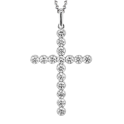 18K White Gold Diamond Cross Pendant