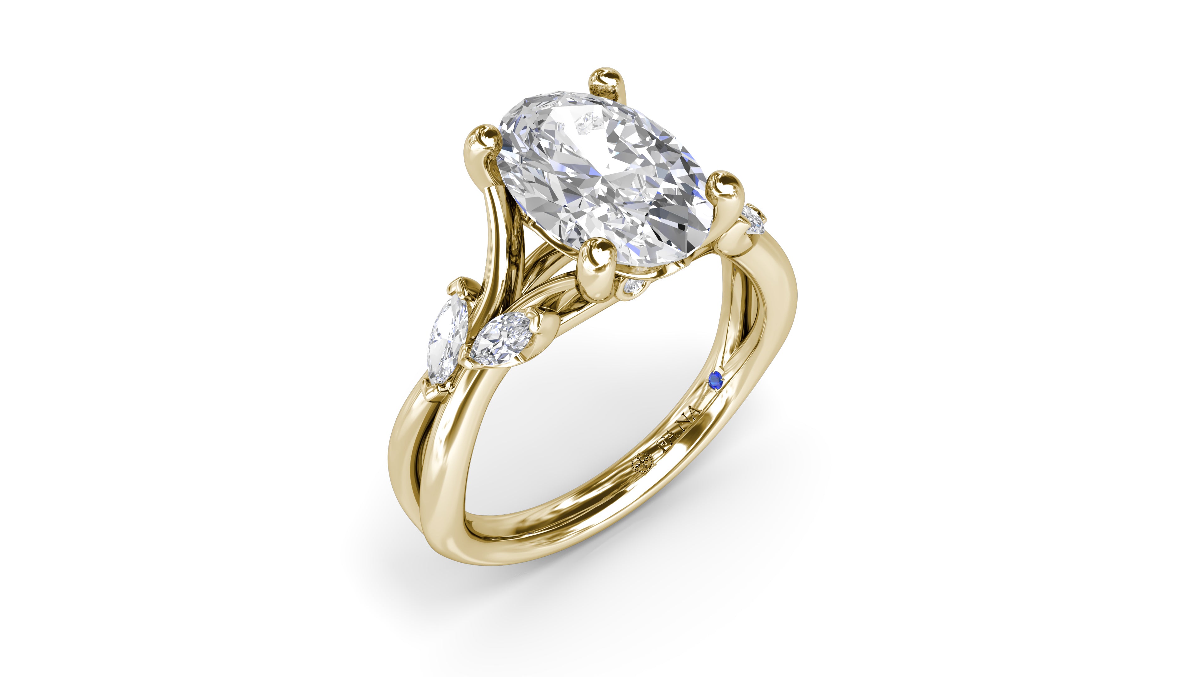 14K Yellow Gold Diamond Accented Engagement Ring