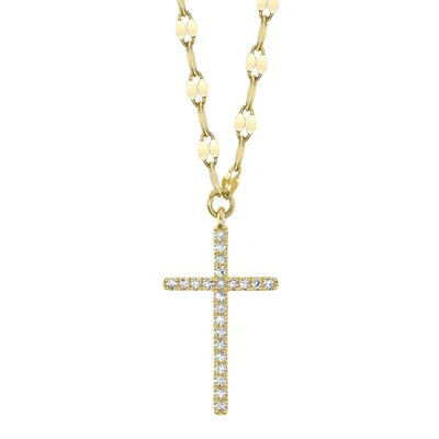 14K Yellow Gold Diamond Cross Pendant