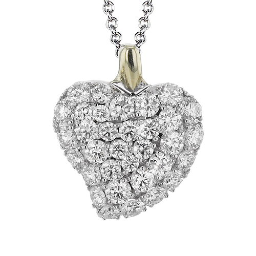 14K Two Tone Diamond Heart Pendant