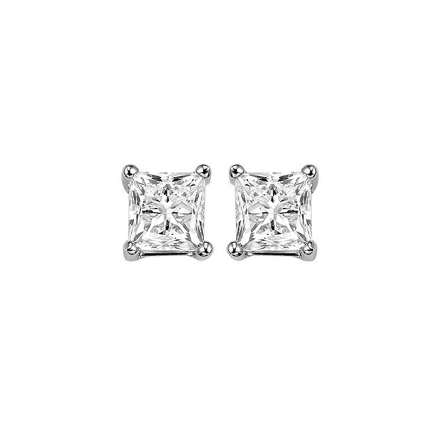 14K White Gold Diamond Stud Earrings