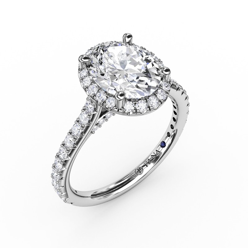 14K White Gold Diamond Halo Engagement Ring