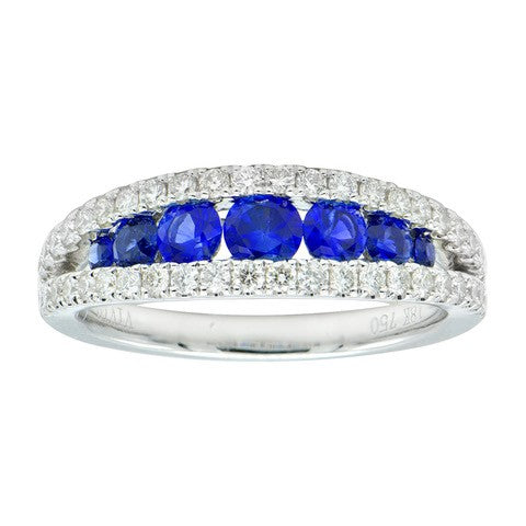 18K White Gold Sapphire Contemporary Ring