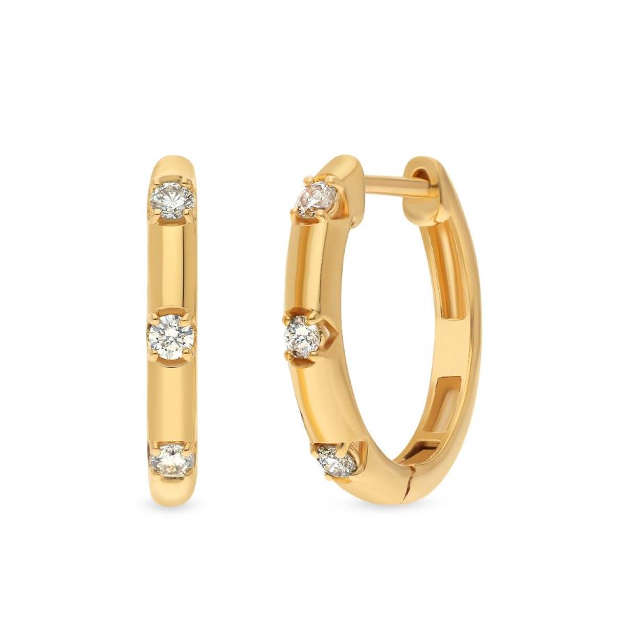 14K Yellow Gold Diamond Hoop Earrings