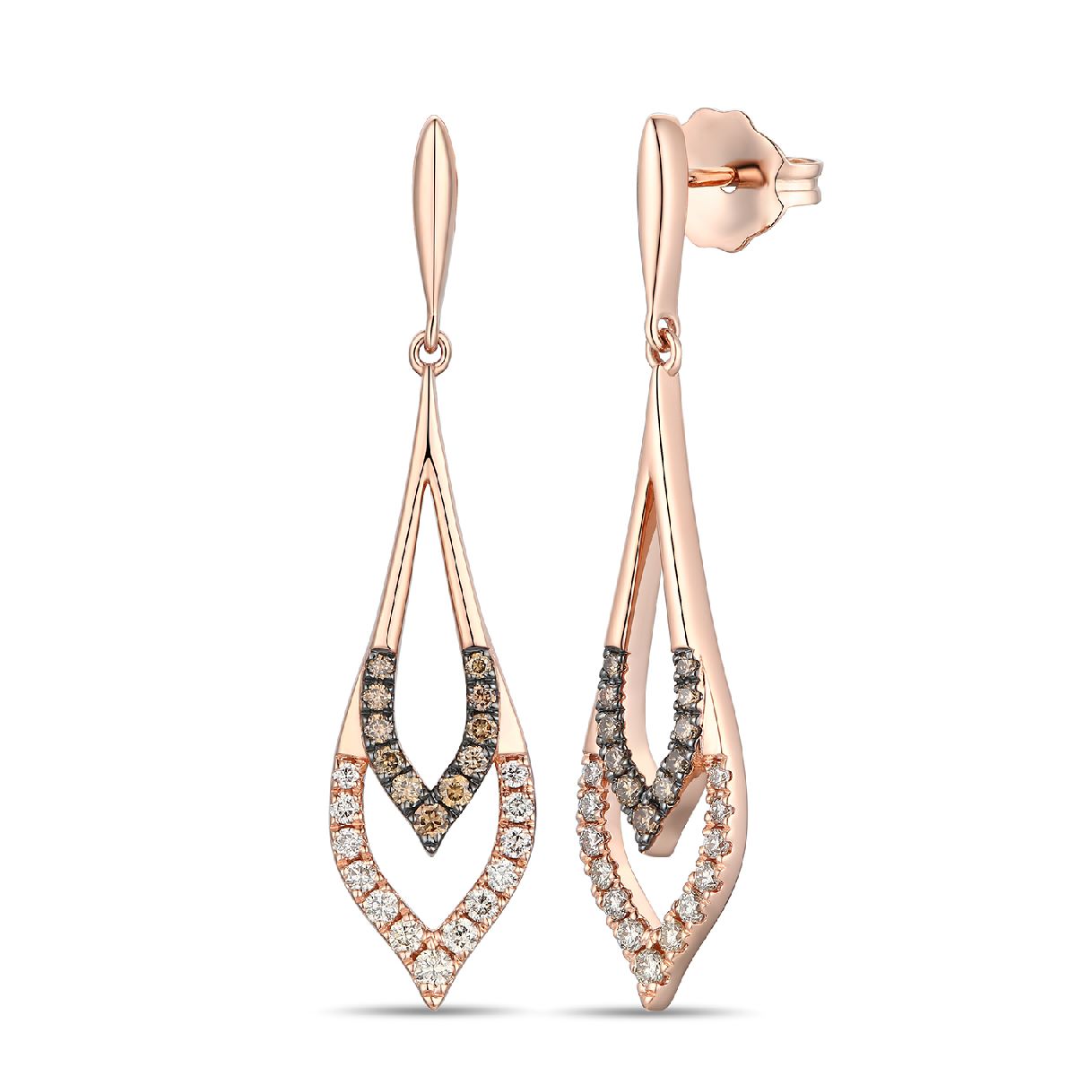 14K Rose Gold Diamond Drop Earrings