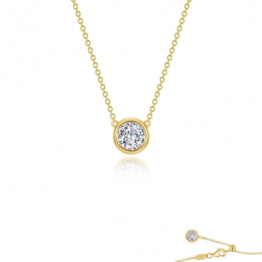 Sterling Silver Yellow Gold Plated CZ Bezel Set Necklace