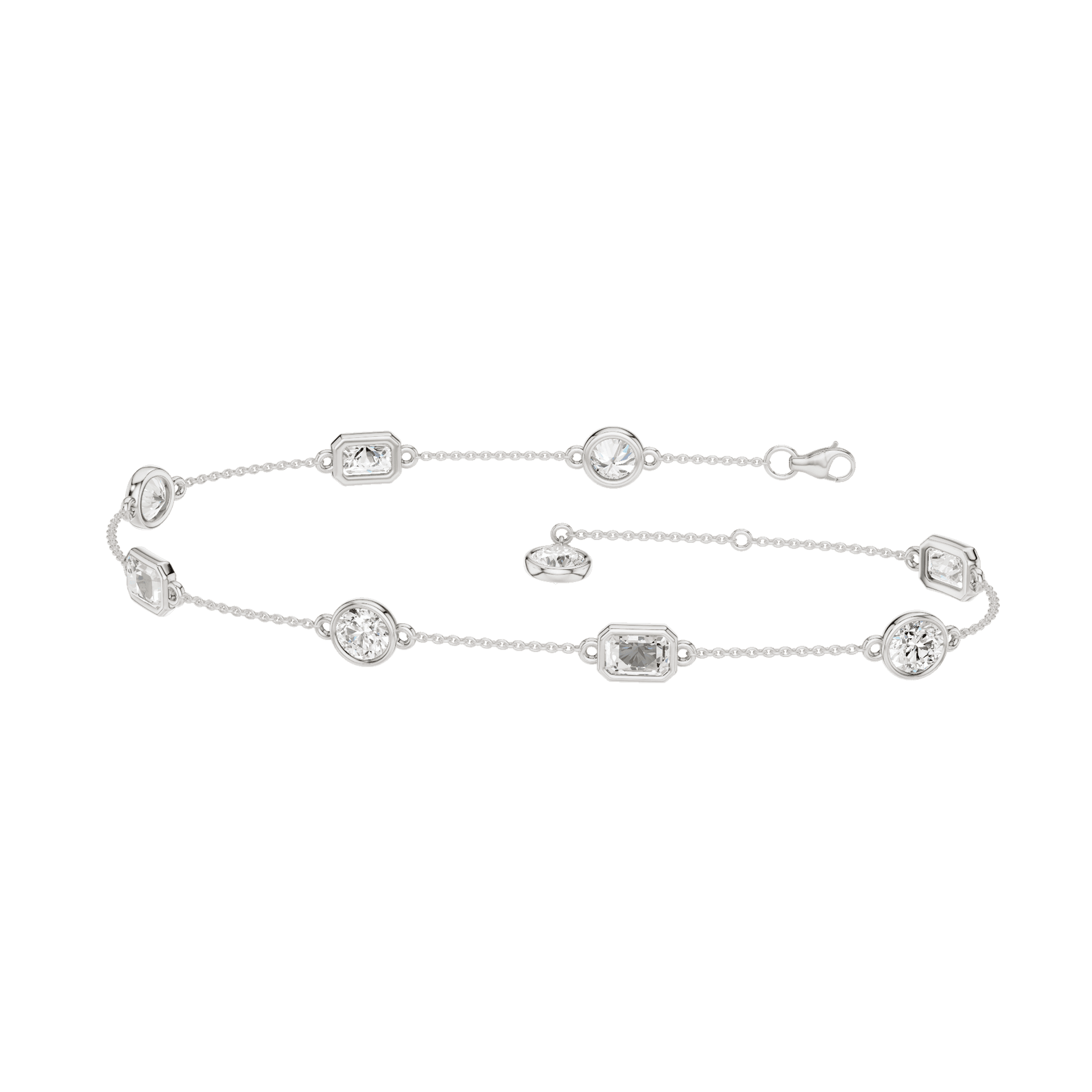 14K White Gold Lab Grown Diamond Station Bracelet