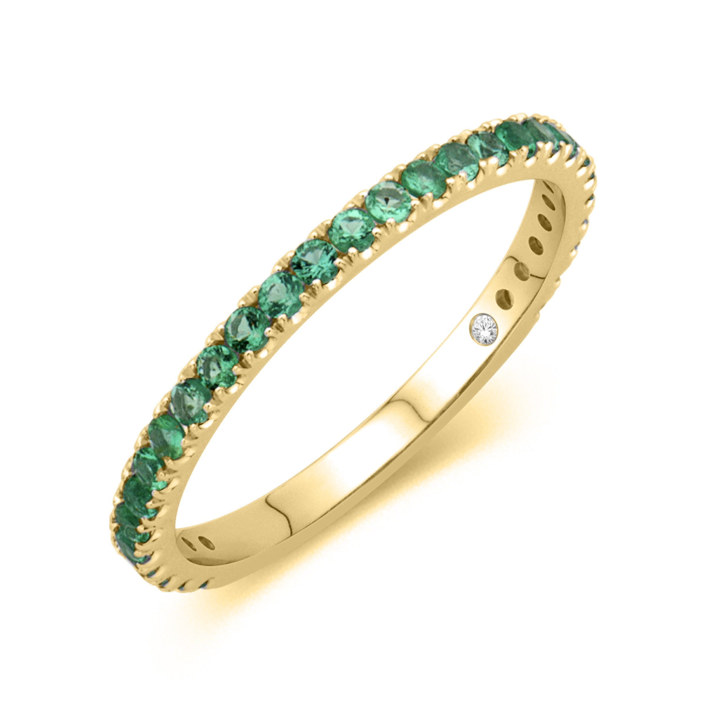 14K Yellow Gold Emerald Stackable Ring