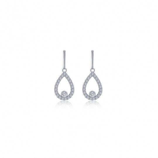 Sterling Silver CZ Drop Earrings
