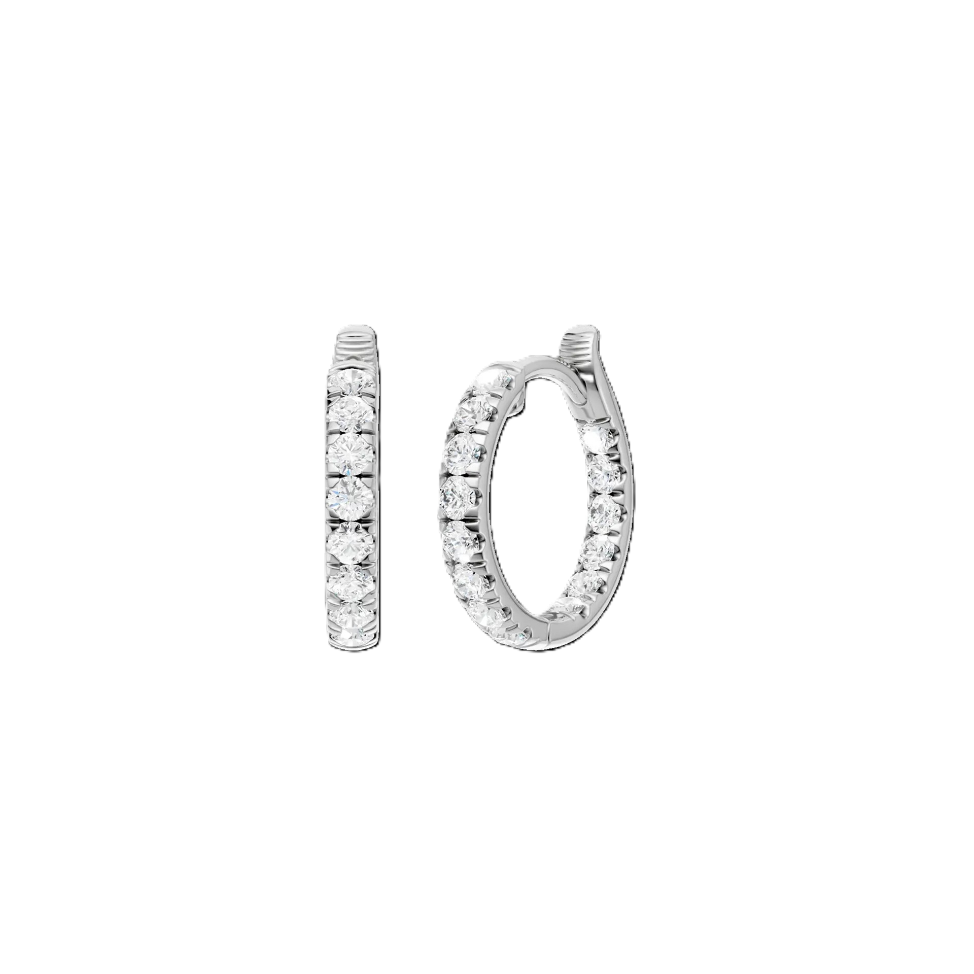 14K White Gold Lab Grown Diamond Huggie Earrings