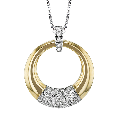 18K Two Tone Diamond Circle Pendant