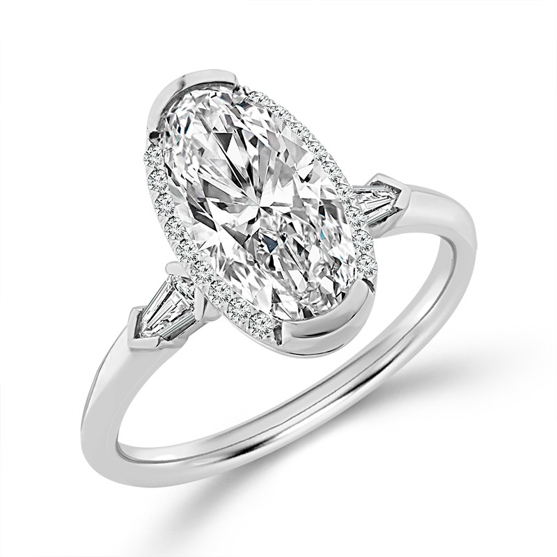 14K White Gold Lab Grown Diamond Halo Engagement Ring