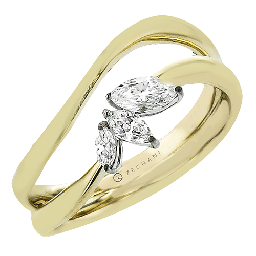 14K Yellow Gold Diamond Contemporary Ring