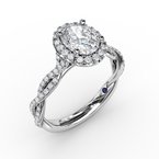 14K White Gold Diamond Halo Engagement Ring