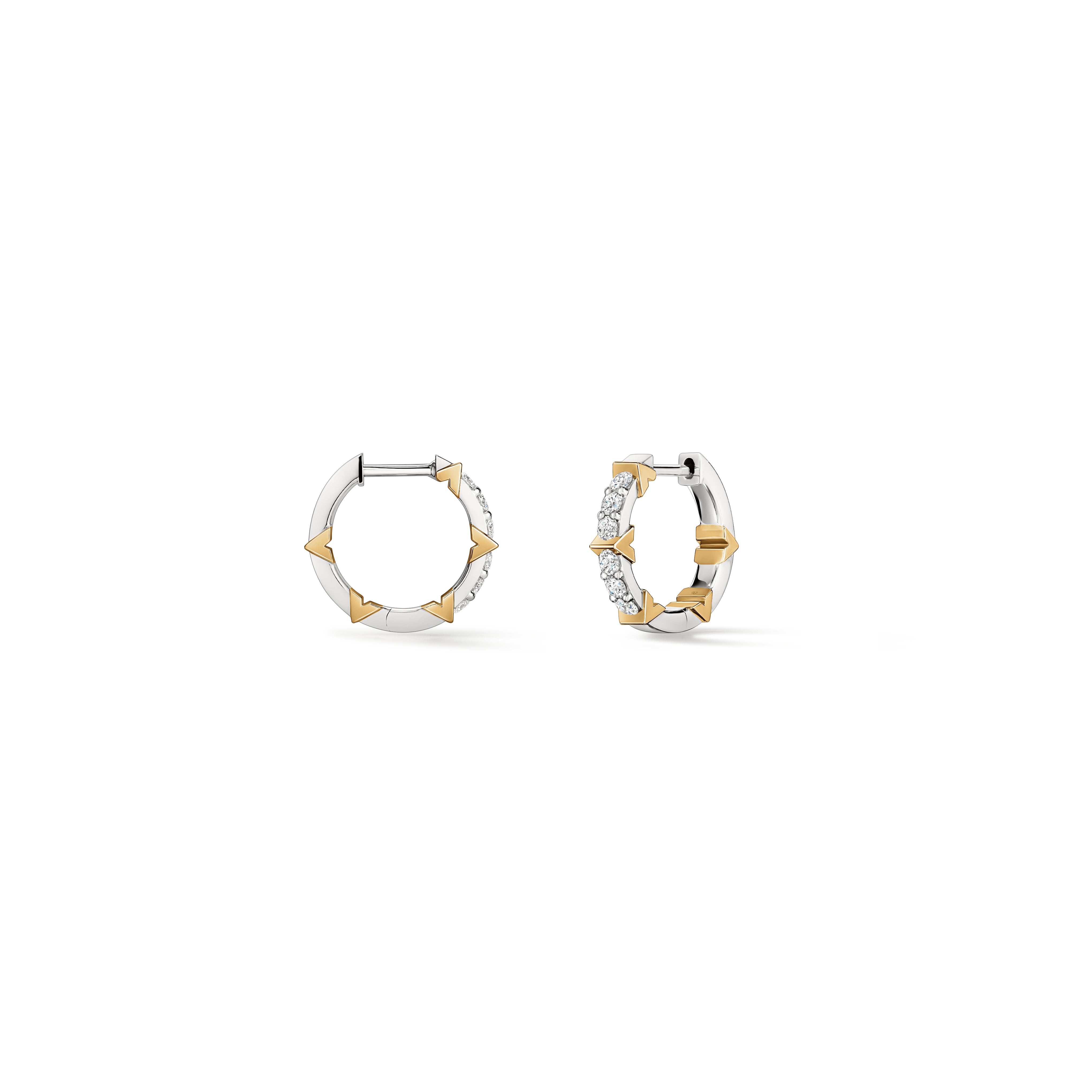 18K Two Tone Diamond Hoop Earrings