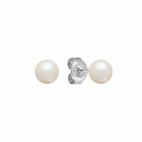 14K White Gold Pearl Stud Earrings